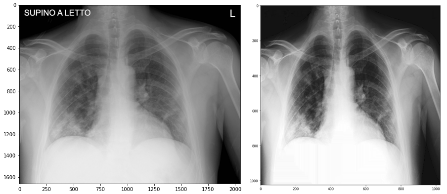 Before and after preprocessing